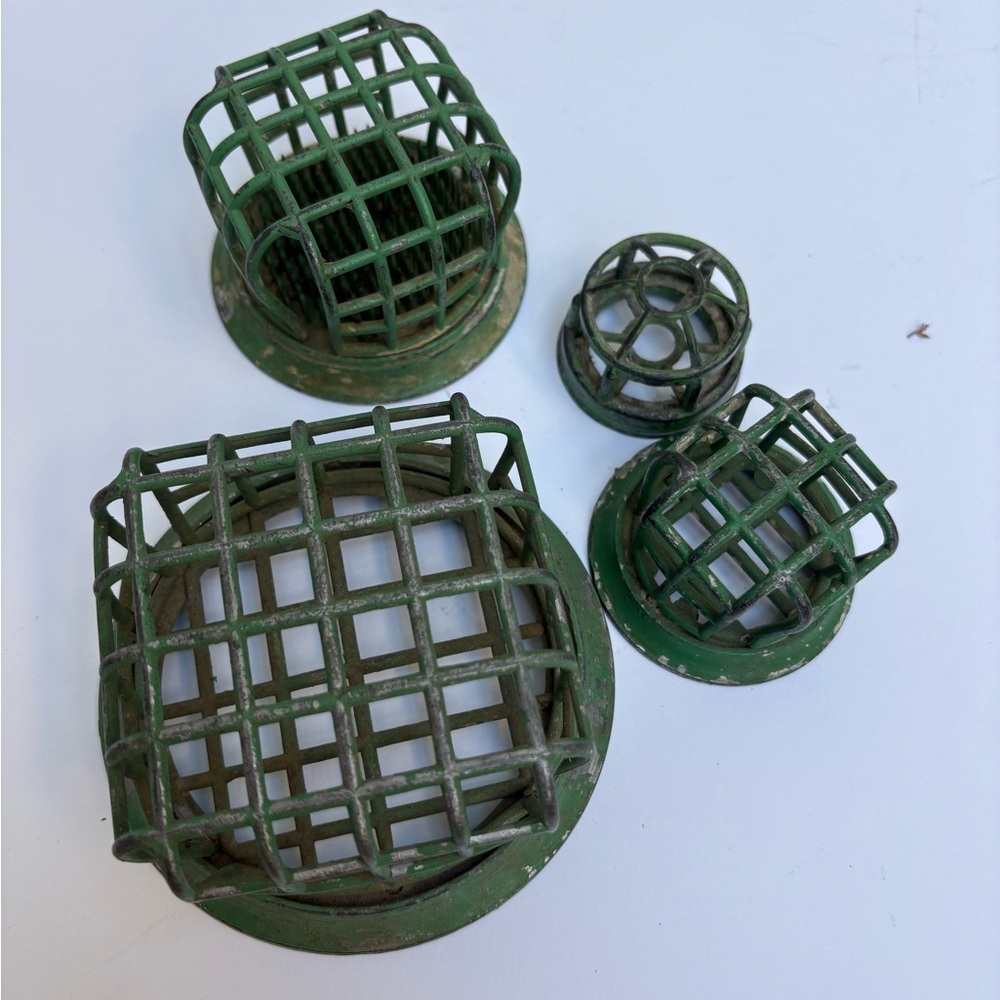 Set of 4 vintage green flower frogs